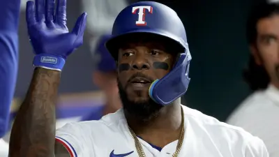 Adolis Garcia in the dugout