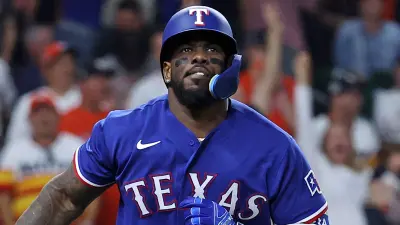 Adolis Garcia in a Rangers uniform