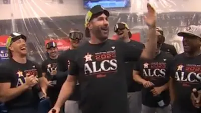 Justin Verlander gives a locker room speech