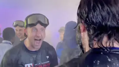 Max Scherzer celebrating the Rangers' ALDS win