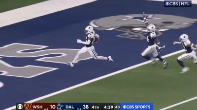 Cowboys cornerback DaRon Bland with his record-breaking fifth pick-six of the season