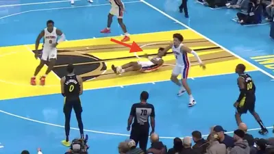 Tyrese Haliburton admires his crossover move on Ausar Thompson during a Pacers-Pistons game