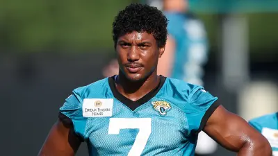 Jaguars wide receiver Zay Jones looking on