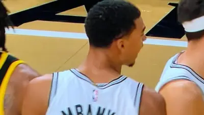 Victor Wembanyama in a misspelled jersey