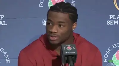 Jalen Milroe at a press conference