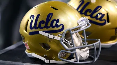 A UCLA helmet on the bench
