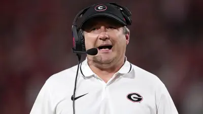 Kirby Smart on a headset