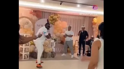 David Ortiz taking a pitch from his pregnant girlfriend during their gender reveal party