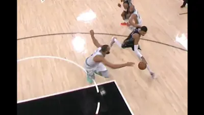 Spurs rookie Victor Wembanyama using Shammgod crossover on Rudy Gobert