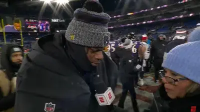 Lamar Jackson with Lisa Salters