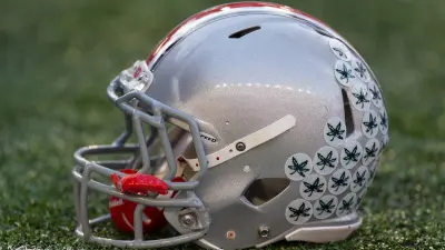 An Ohio State football helmet