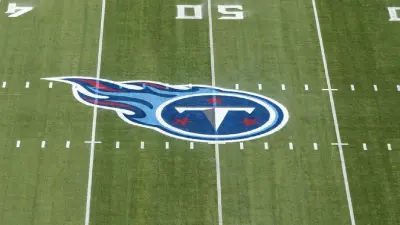 The logo of the Tennessee Titans at midfield