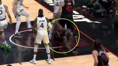 Terry Rozier falling to the court