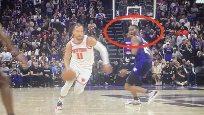 Knicks guard Jalen Brunson drives past Kings' Keon Ellis