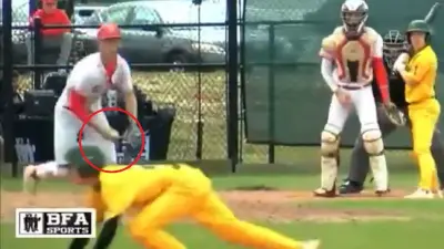 A Delsea pitcher pulling off a hidden ball trick