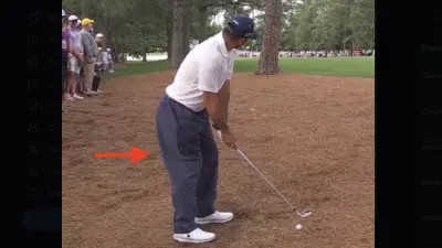 Jason Day with his parachute pants sizing up a swing at the Masters