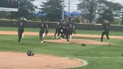 An Indiana high school celebrates a win