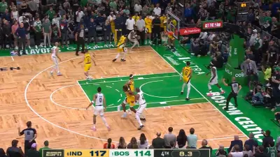 Celtics and Pacers on the court