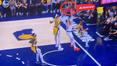 Josh Hart gets blocked by Myles Turner during Knicks-Pacers Game 3