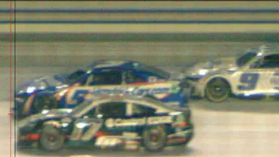 Kyle Larson and Chris Buescher in their cars