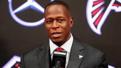Falcons coach Raheem Morris smiling