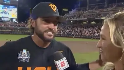 Tony Vitello during a postgame interview