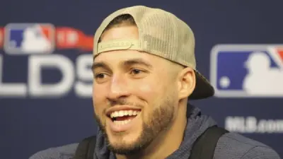 George Springer talking to the media