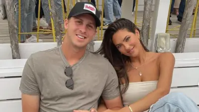 Jared Goff next to Christen Harper