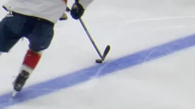 Panthers center Carter Verhaeghe toeing the offside line during Game 6 of the 2024 Stanley Cup Final