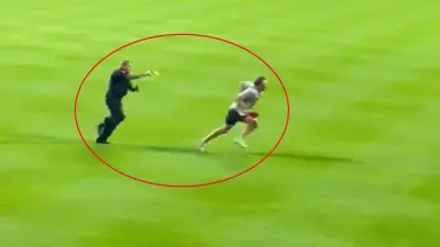 A Reds fan hit with a Taser