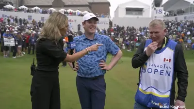 Robert MacIntyre and his dad being interviewed after winning the Canadian Open