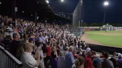 Fans at Rickwood Field giving Willie Mays a standing ovation