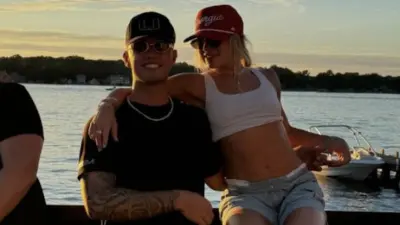 Carson Beck and Hanna Cavinder pose together