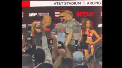 Mike Tyson shoves Jake Paul