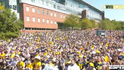 Fans crowded around