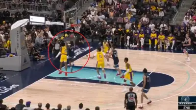 Bronny James blocks a ball