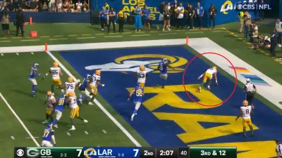 Jordan Love in the end zone