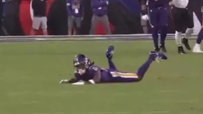 Diontae Johnson falls to the ground