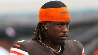 Jerry Jeudy looks on