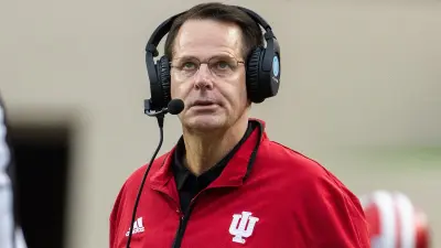 Curt Cignetti with a headset on