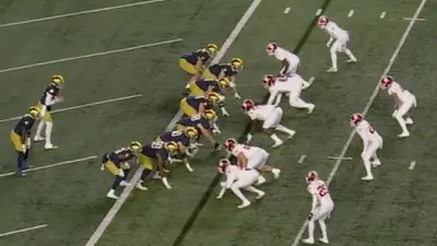 Notre Dame and Indiana players lined up