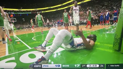 Joel Embiid making an obscene gesture during 76ers-Celtics Christmas Day game
