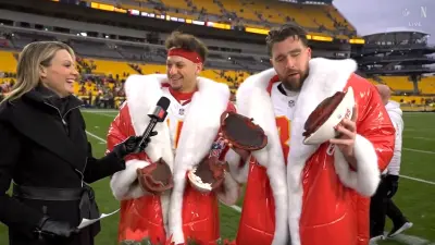 Patrick Mahomes holds cake