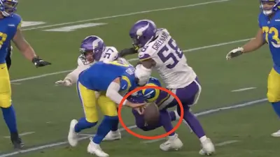 Matthew Stafford throws the ball away