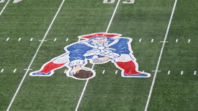 A Patriots throwback field logo