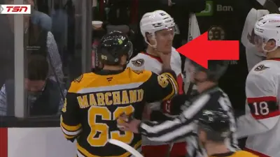 Brad Marchand grabs Nick Cousins