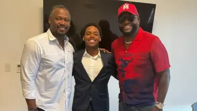 Hansel Ramirez with Hanley Ramirez and David Ortiz