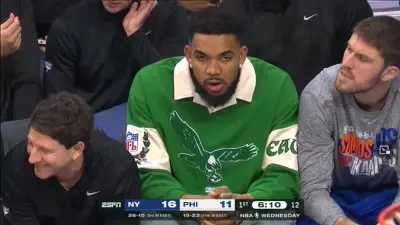 Karl-Anthony Towns in an Eagles sweater