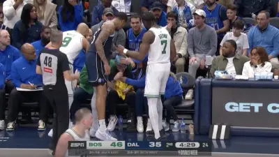 Mavericks fan bloodied after getting hit by Kyrie Irving pass