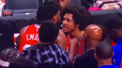 Joel Embiid with Kelly Oubre